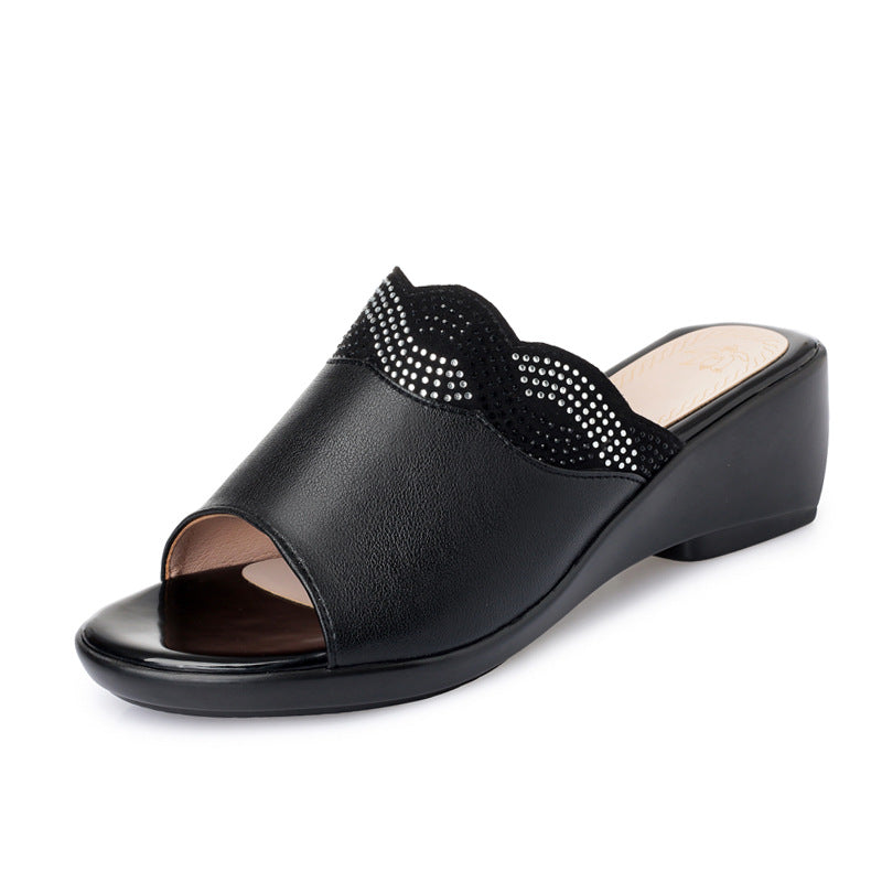 Women's Sandals High Heel Waterproof Platform Thick Sole Casual Shoes Plus Size 43 - SMSB 66