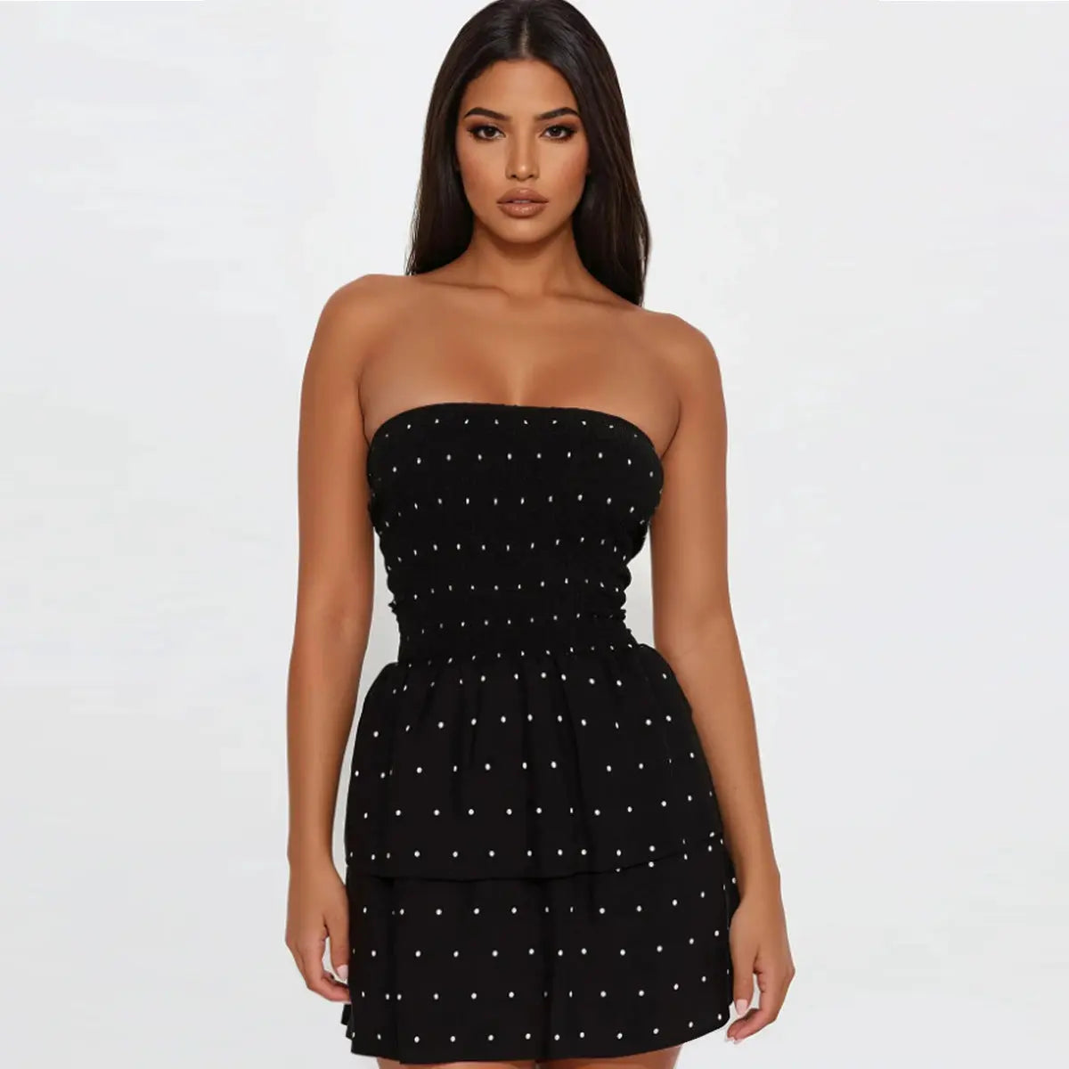 Backless printed strapless dress for women eprolo