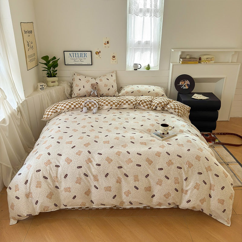 Cartoon Four-Piece Set Fresh Autumn and Winter Single Student Dormitory Bedding Sheet Three-Piece Set Single Quilt Cover - SMSB 66