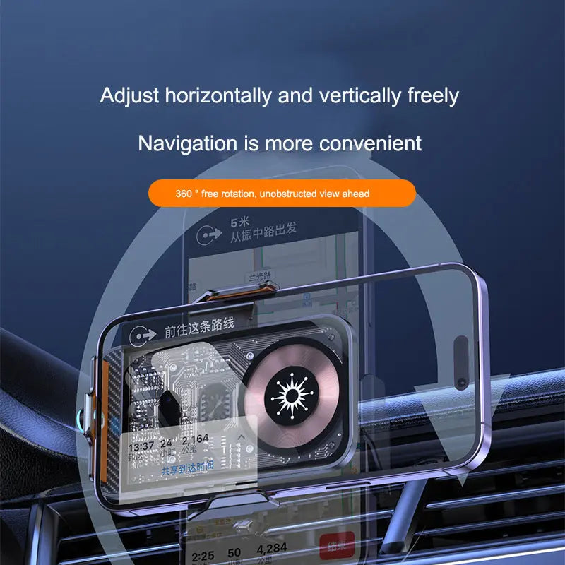 C11 car holder wireless phone charger infrared induction opening and closing navigation punk style transparent phone holder - SMSB 66