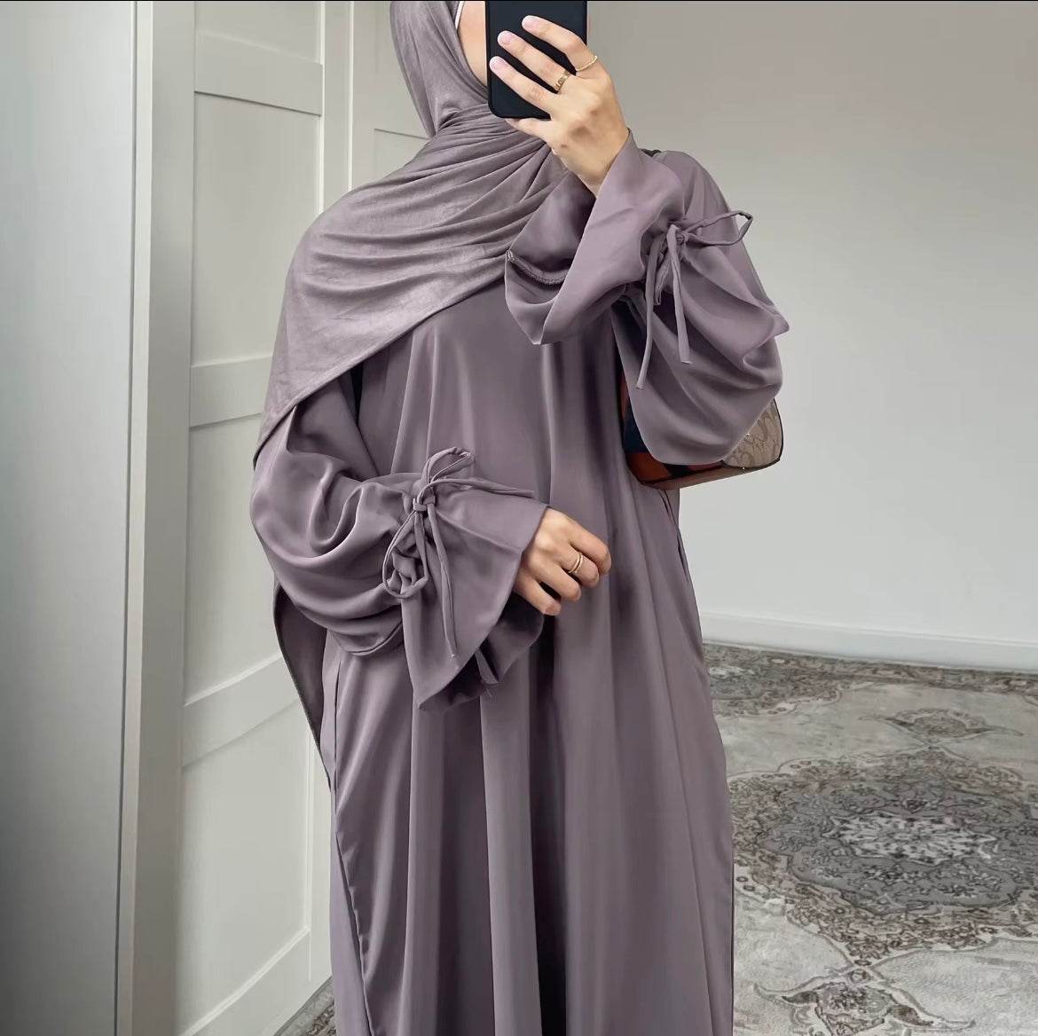 Sharut 2025 EID turc dubaï Abaya Robe luxe modeste Abaya femmes musulmanes Robe avec fermeture éclair avant manches à volants Nida Abaya - SMSB 66