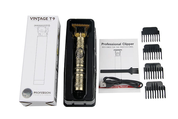 Electric Hair Clipper USB Charging Zinc Alloy Carving Hair Clipper Oil Head Push T9 Push White Shaving Head Scissors Android Charging - SMSB 66