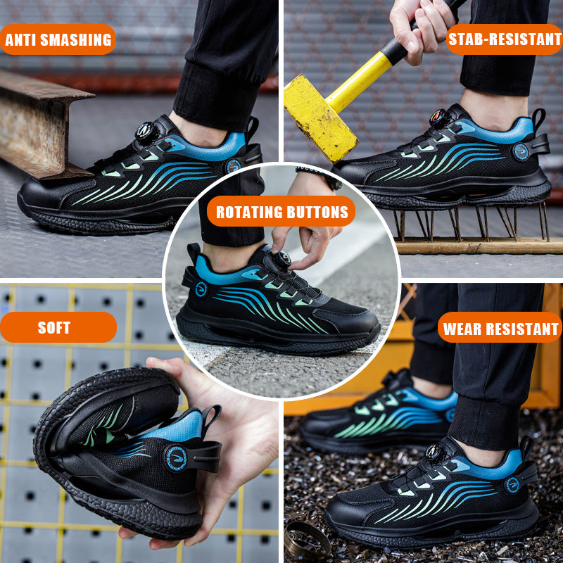 Safety shoes anti smashing anti piercing anti slip wear-resistant steel toe shoes lazy no tie safety shoes - SMSB 66