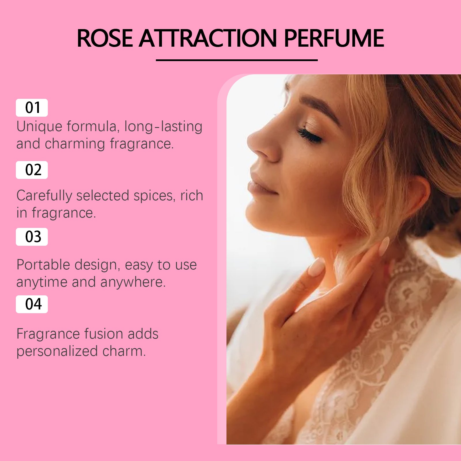 Rose Light Perfume Natural Fresh Light Fragrance Portable Lasting Fragrance Women Exude Charm Perfume