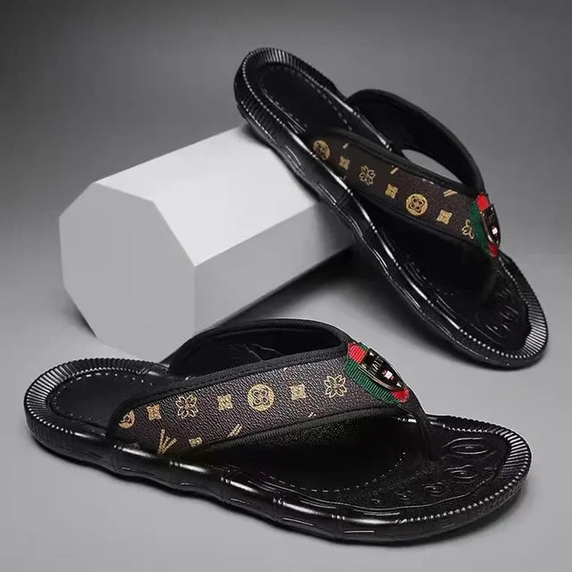Summer Slippers Men Flip Flops Beach Sandals Non-slip Casual Flat Shoes Slippers Indoor House Shoes for Men Outdoor Slides - SMSB 66