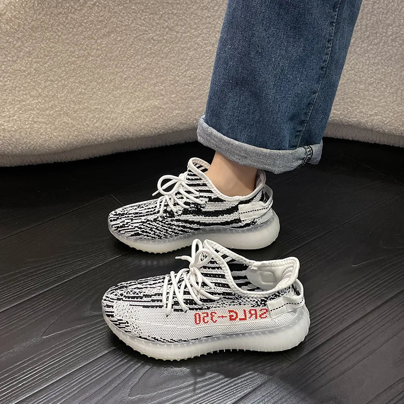 Letter Lace-Up Platform Athletic Shoes - SMSB 66