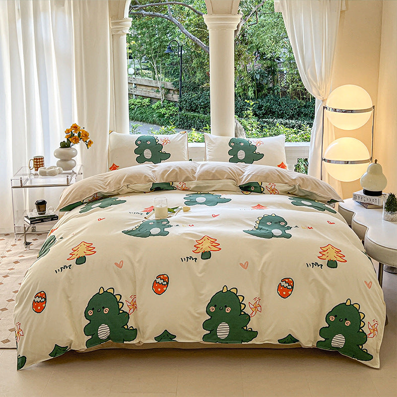 Cartoon Four-Piece Set Fresh Autumn and Winter Single Student Dormitory Bedding Sheet Three-Piece Set Single Quilt Cover - SMSB 66