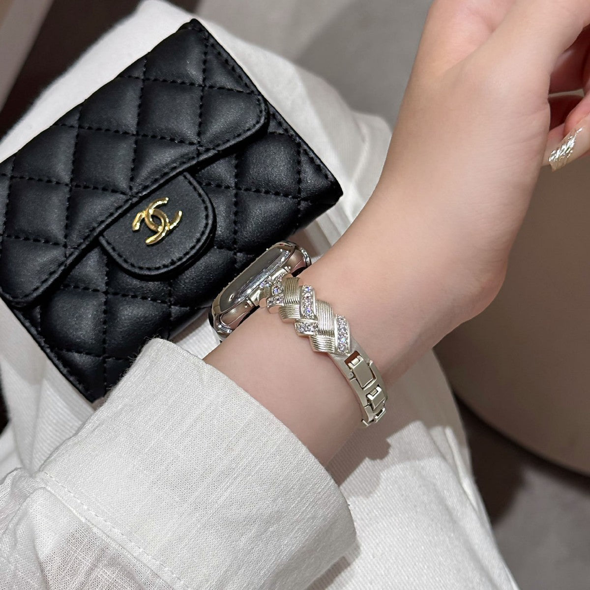 Wheat Spike Diamond-Encrusted Metal Starlight Watch Band for Apple Watch Female - SMSB 66