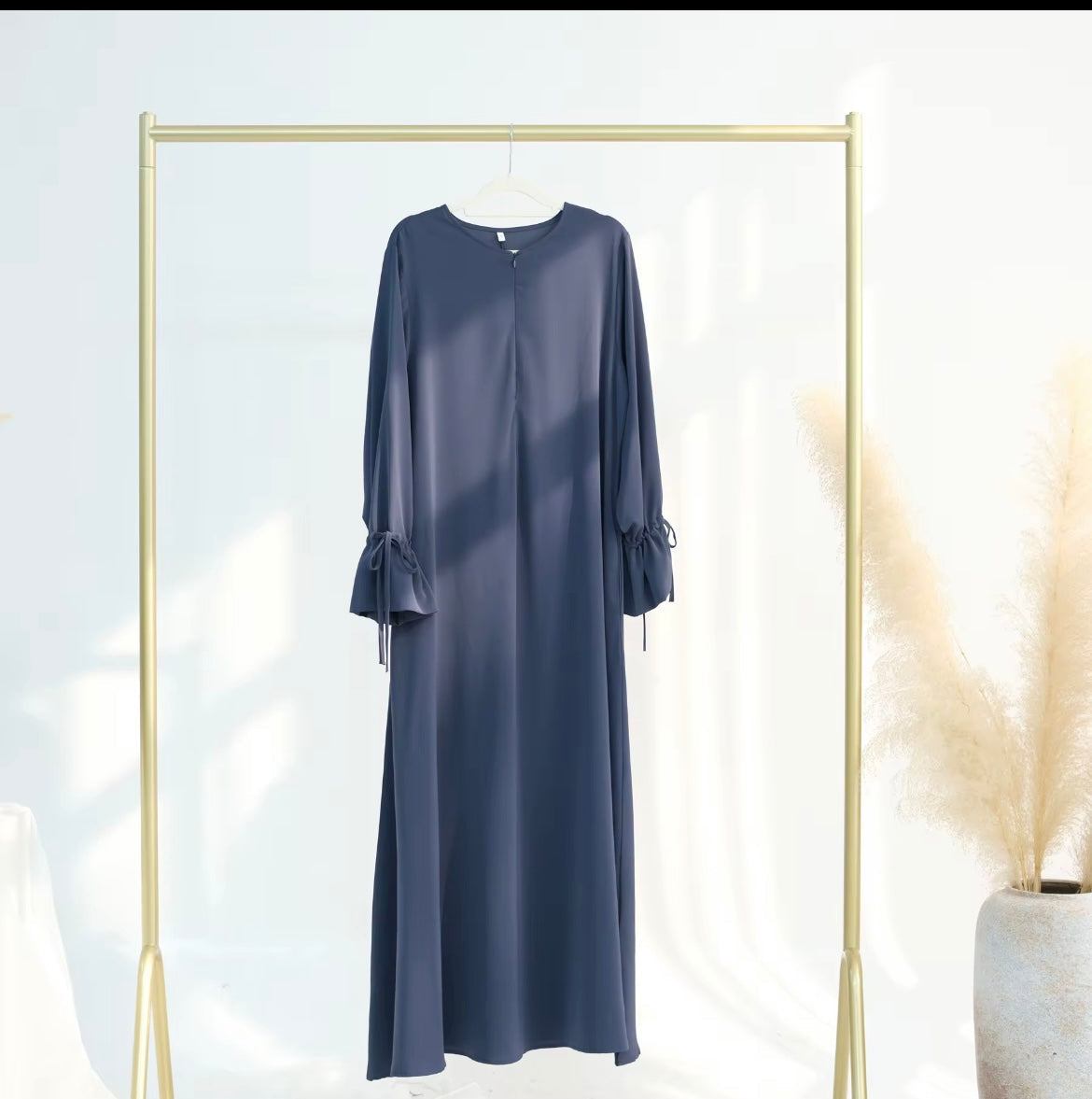 Sharut 2025 EID turc dubaï Abaya Robe luxe modeste Abaya femmes musulmanes Robe avec fermeture éclair avant manches à volants Nida Abaya - SMSB 66