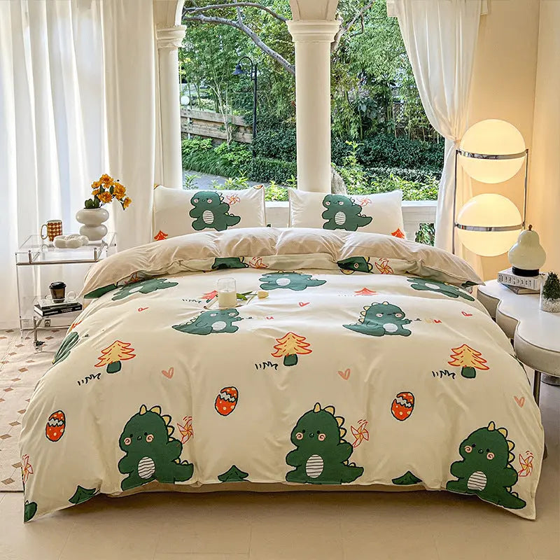 Cartoon Four-Piece Set Fresh Autumn and Winter Single Student Dormitory Bedding Sheet Three-Piece Set Single Quilt Cover - SMSB 66