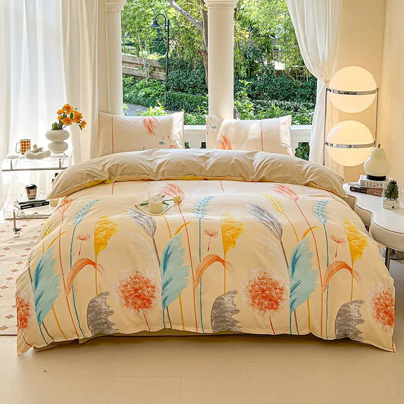 Cartoon Four-Piece Set Fresh Autumn and Winter Single Student Dormitory Bedding Sheet Three-Piece Set Single Quilt Cover - SMSB 66
