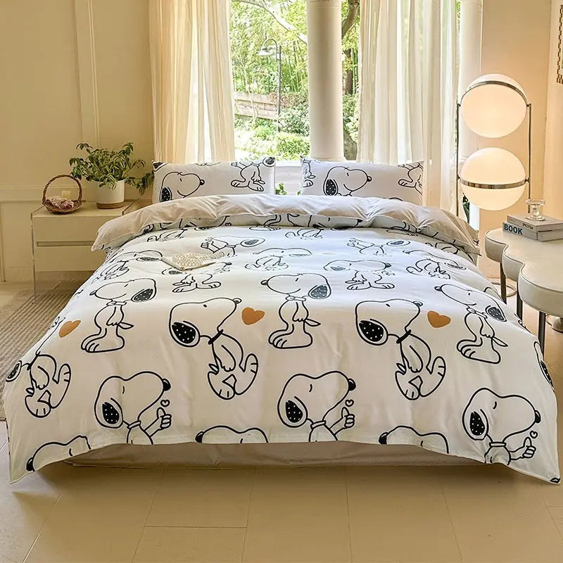 Cartoon Four-Piece Set Fresh Autumn and Winter Single Student Dormitory Bedding Sheet Three-Piece Set Single Quilt Cover - SMSB 66