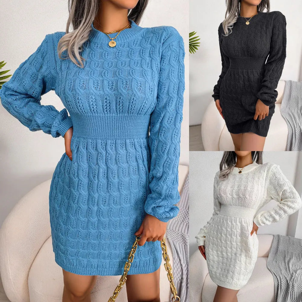 Casual Twisted Waist-cinching Bodycon Dress With A Sweater Dress Base - SMSB 66