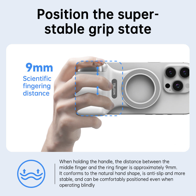 MagSafe Compatible Fun Photography Grip: MFi Certified Wireless Bluetooth Stabilizer for Shake-Free Shooting - SMSB 66