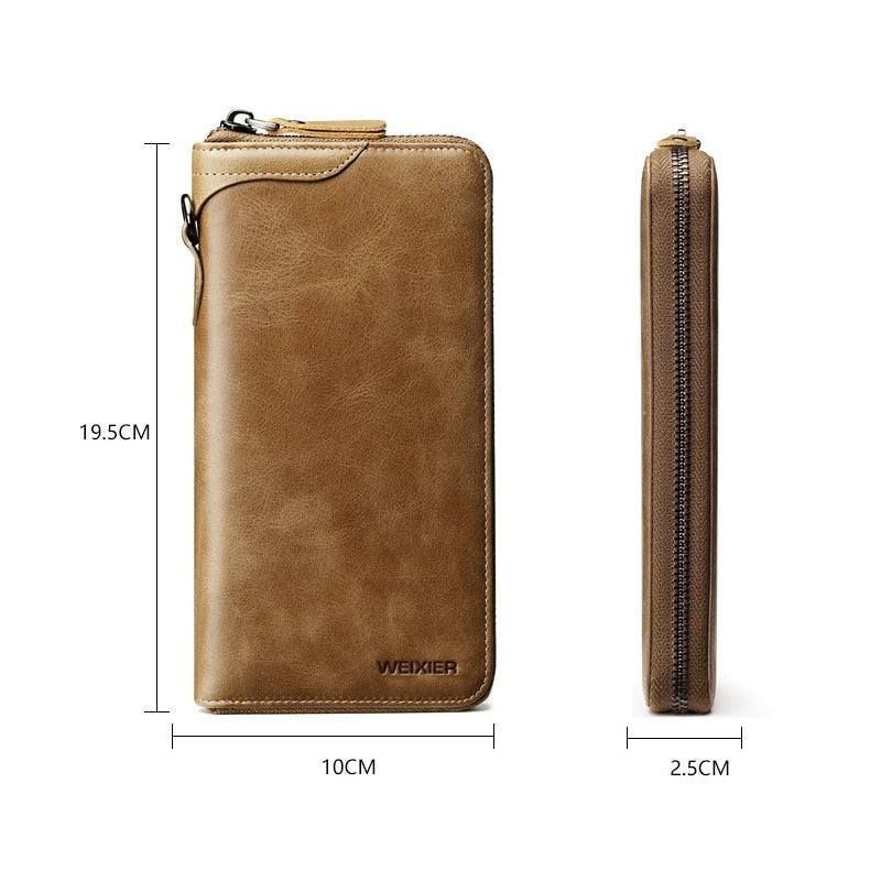 New Come Fashion Vintage Long Style Split Leather Men Wallet Soft For Business Casual Men Wallet Clutch Bags High Quality - SMSB 66