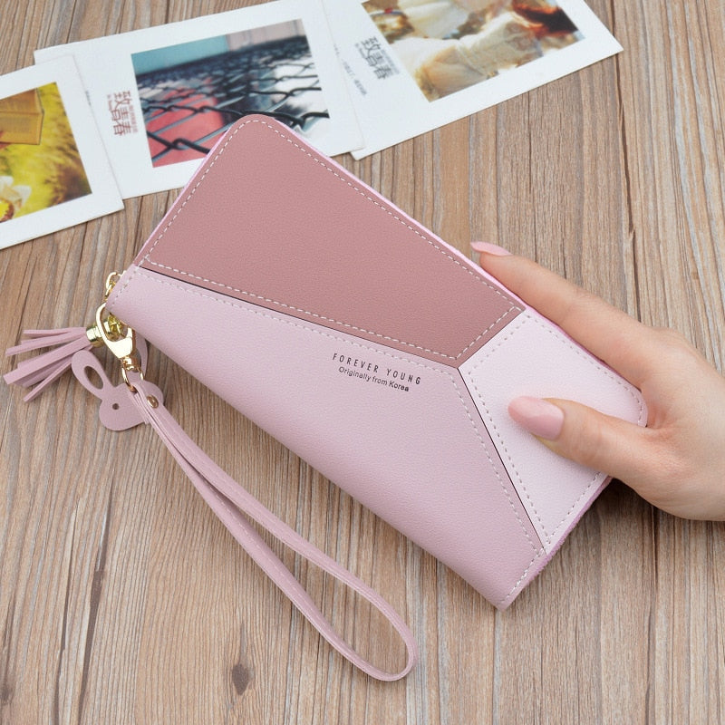 Luxury Brand Leather Wallets Women Long Zipper Coin Purses Tassel Design Clutch Wallets Female Money Bag Credit Card Holder - SMSB 66