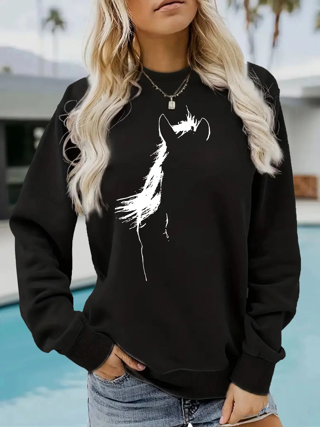 Animal horse pattern printed hoodie eprolo