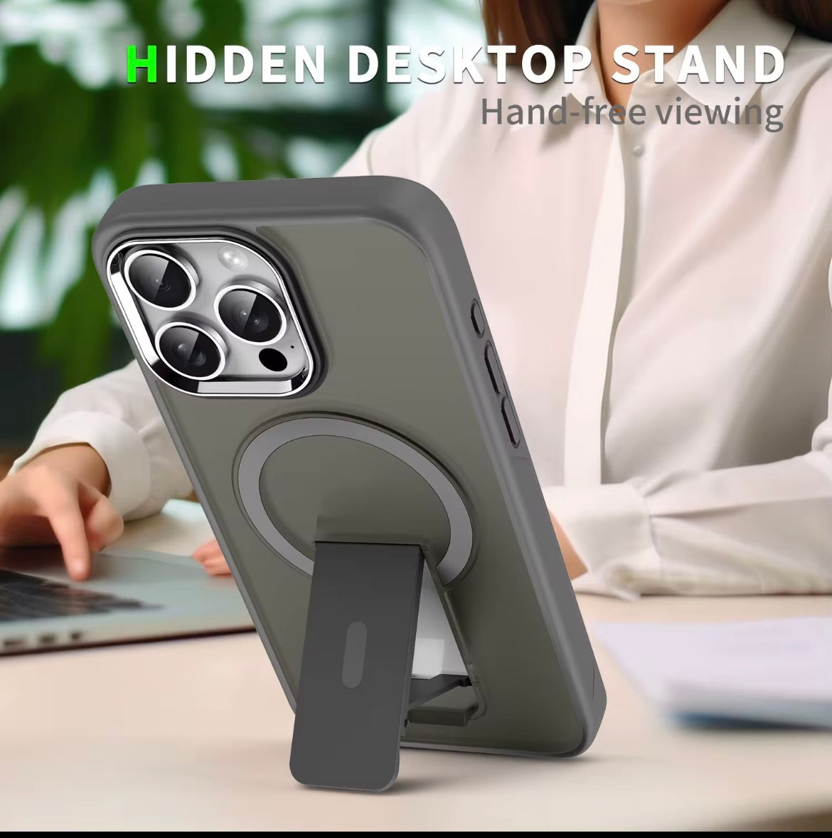 Coque de téléphone magnétique pour Iphone 16 15 14 13 12 11 pro max béquille antichoc accessoires de couverture prise en charge de la charge sans fil - SMSB 66