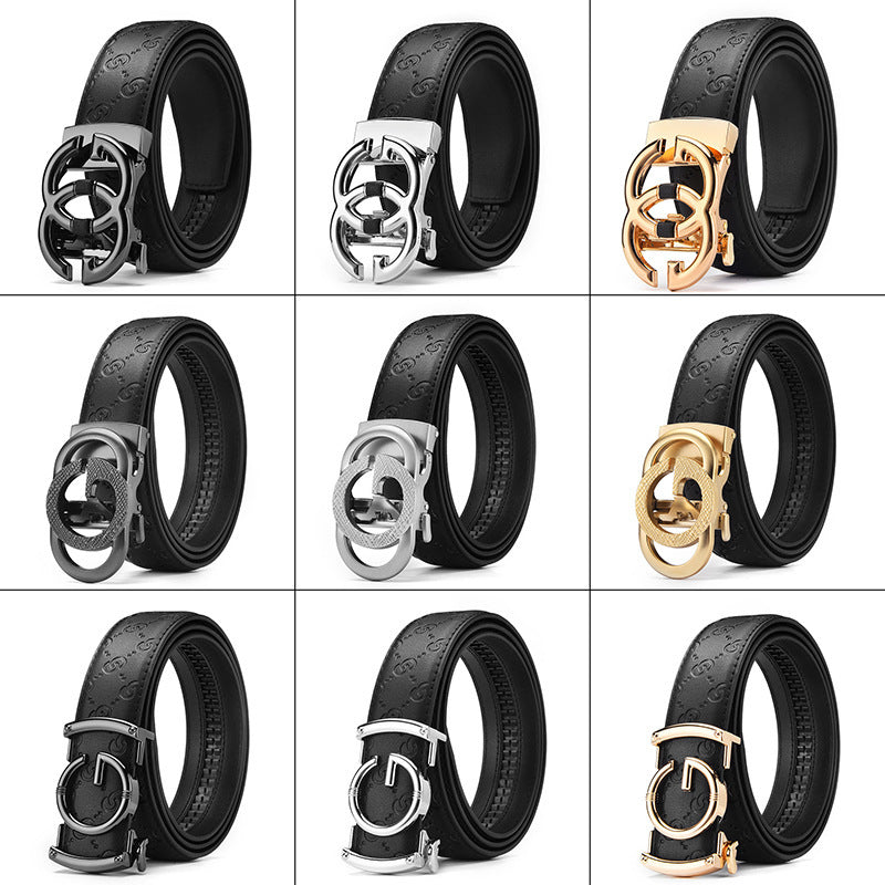 Men's Genuine Leather Alloy Automatic Buckle Versatile Korean Business Casual Fashion Belt - SMSB 66