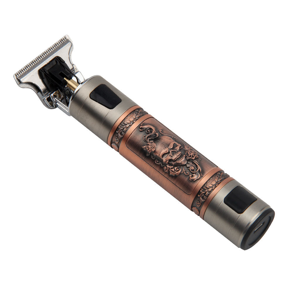 T9 Hair Clipper Oil Head Push Digital Display Carving Skull Small Hair Clipper Trimming Shaved White USB Charging Zinc Alloy - SMSB 66