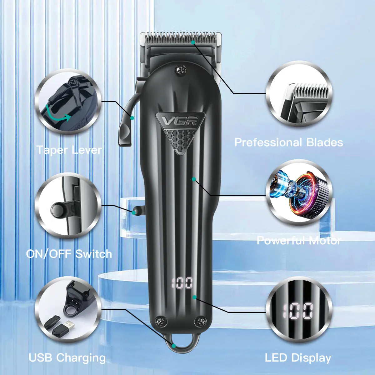 Electric Hair Clipper Fine Adjustment Gradual Change Electric Hair Salon Usb Rechargeable Household Electric Hair Clipper - SMSB 66