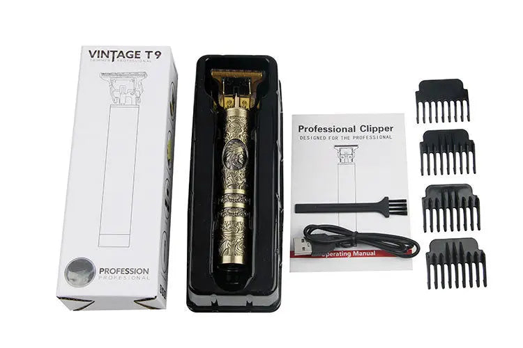 Electric Hair Clipper USB Charging Zinc Alloy Carving Hair Clipper Oil Head Push T9 Push White Shaving Head Scissors Android Charging - SMSB 66