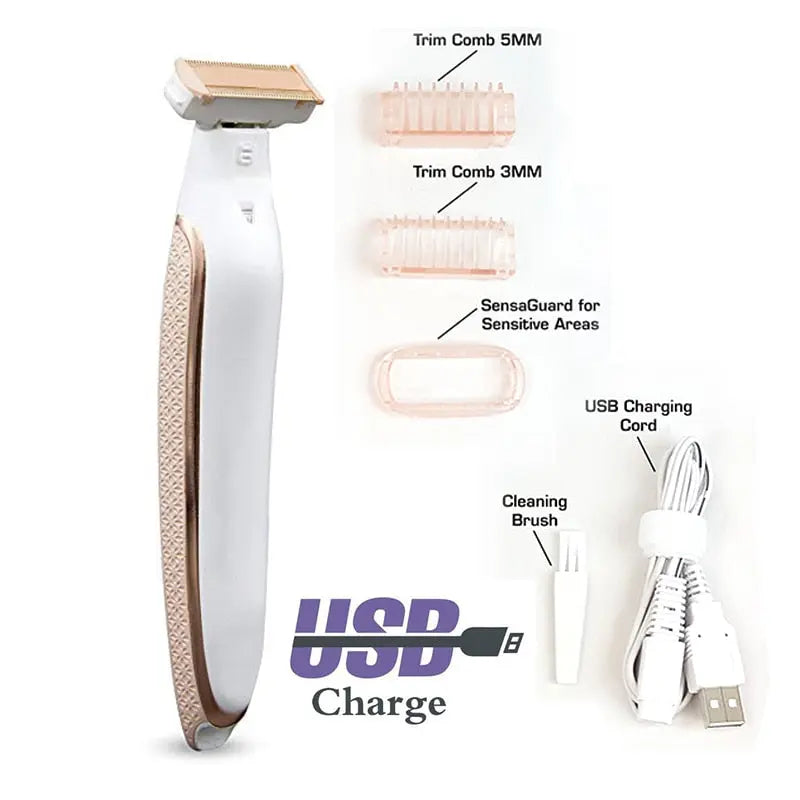 Electric Lady Shaver Razor Flawless Body Hair Shaver Painless Bikini Trimmer USB Rechargeable Fast Hair Shaving Machine - SMSB 66