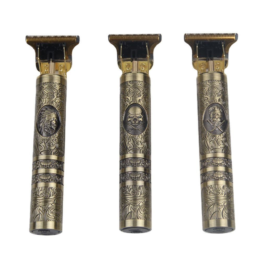 Electric Hair Clipper USB Charging Zinc Alloy Carving Hair Clipper Oil Head Push T9 Push White Shaving Head Scissors Android Charging - SMSB 66