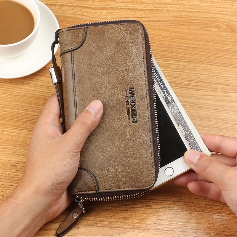 New Arrival Men Wallets pu Leather Long Clutch Zipper Wallets for Business Men Clutch Large Capacity High Quality Wallet - SMSB 66