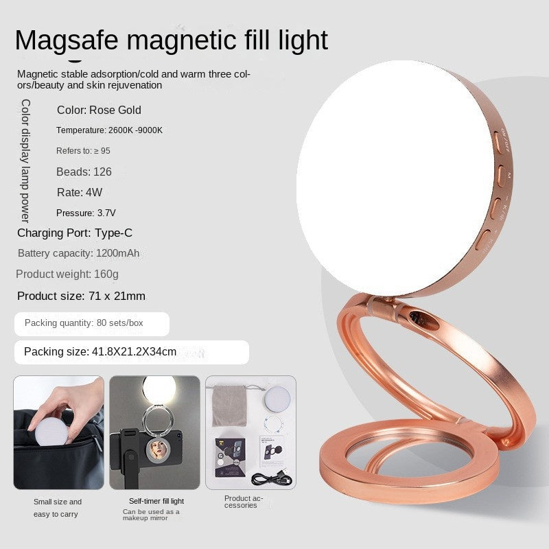 New YSH-126 LED Magnetic Phone Fill Light Photography Lamp Desktop Video Conference Live Pocket Light Mirror - SMSB 66