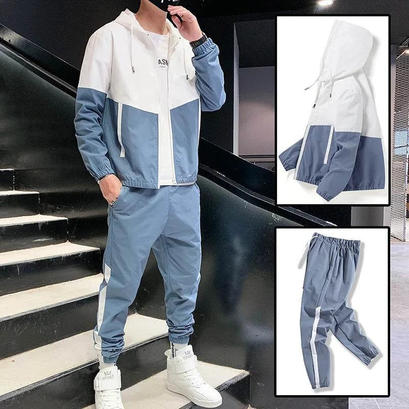 2025 Men Tracksuit Casual Joggers Hooded Sportswear Jackets And Pants 2 Piece Sets Hip Hop Running Sports Suit - SMSB 66