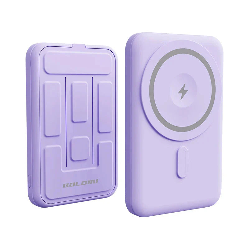 Private Model Ultra-Slim purple 5000mAh foldable magnetic wireless power bank with 20W fast charge and LED display