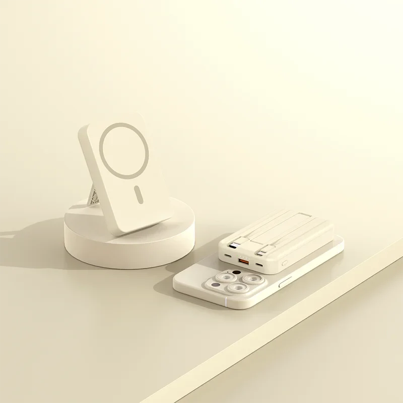 Wholesale 50000mAh portable power bank with wireless charging and LED display in white color