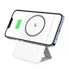 Portable magnetic wireless power bank with fast charging and phone stand in white