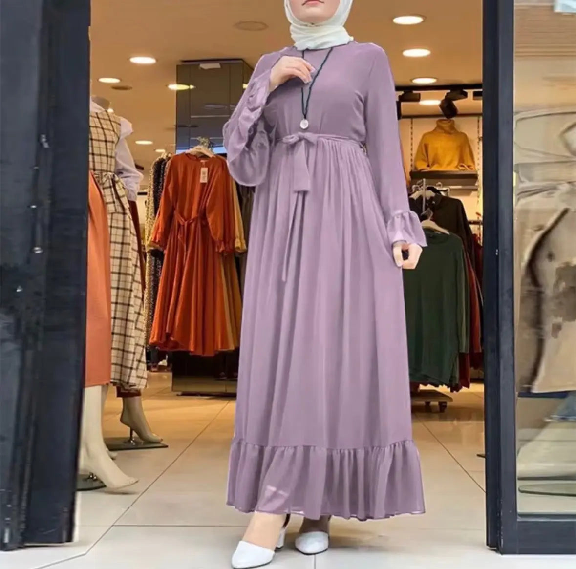 HANO Fabricant Robe musulmane arabe Vêtements islamiques pour la prière Robes longues pour femme avec style abaya hijab tendance pour femmes SMSB 66