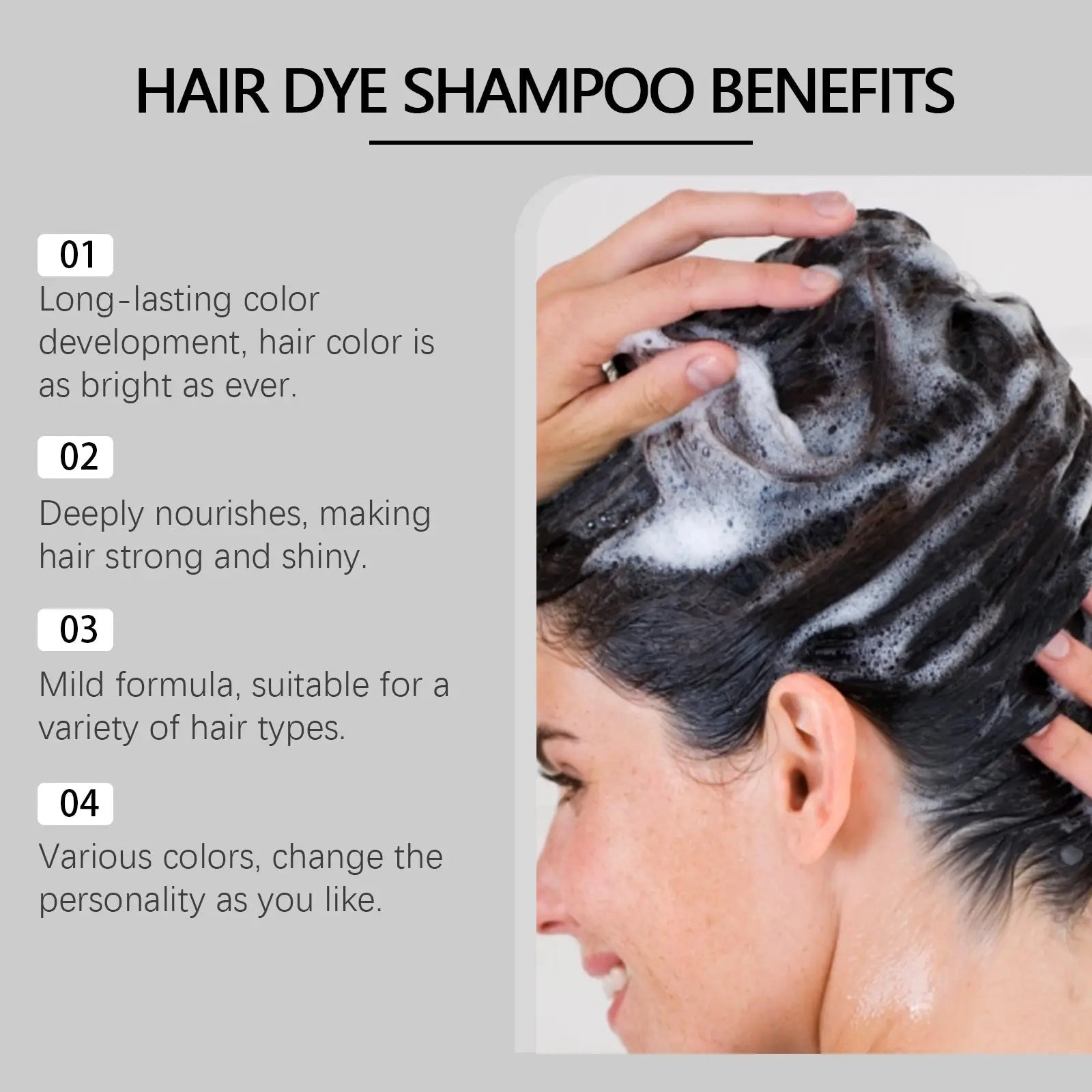 Hair Dye Shampoo, Hair Dye Shampoo Herbal Extract Maintenance Lasting Color Healthy Hair Dye eprolo