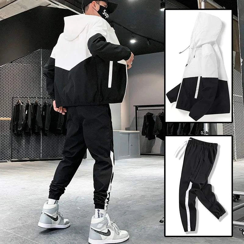 2025 Men Tracksuit Casual Joggers Hooded Sportswear Jackets And Pants 2 Piece Sets Hip Hop Running Sports Suit - SMSB 66