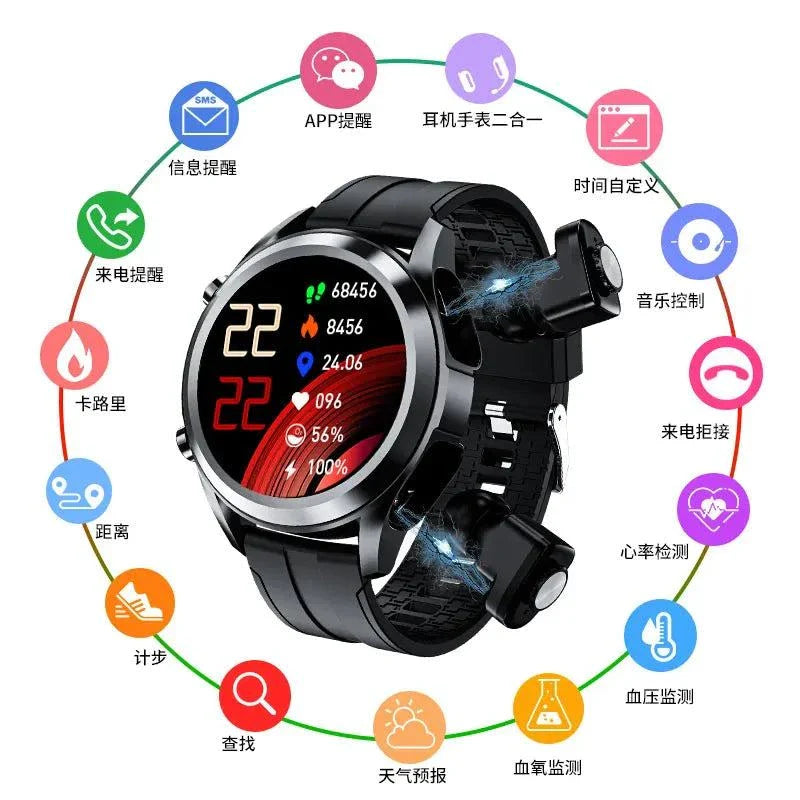 New Arrivals T10 Sports Watch for Earphones Blood Pressure Oxygen Heart Rate Sleep Monitoring Smart Watches - SMSB 66