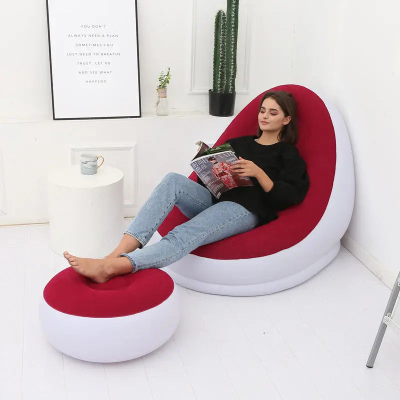 Inflatable Air Mattress Lazy Sofa Deck Chair Comfortable Leg Stool Rest Single Beanbag for home and Outdoor Use - SMSB 66