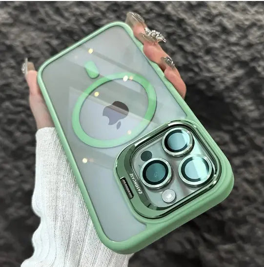 Invisible Bracket Transparent Phone Case With CD Pattern Lens Protector - SMSB 66