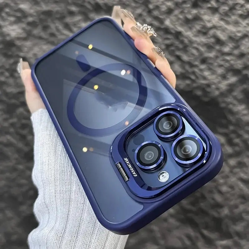 Invisible Bracket Transparent Phone Case With CD Pattern Lens Protector - SMSB 66