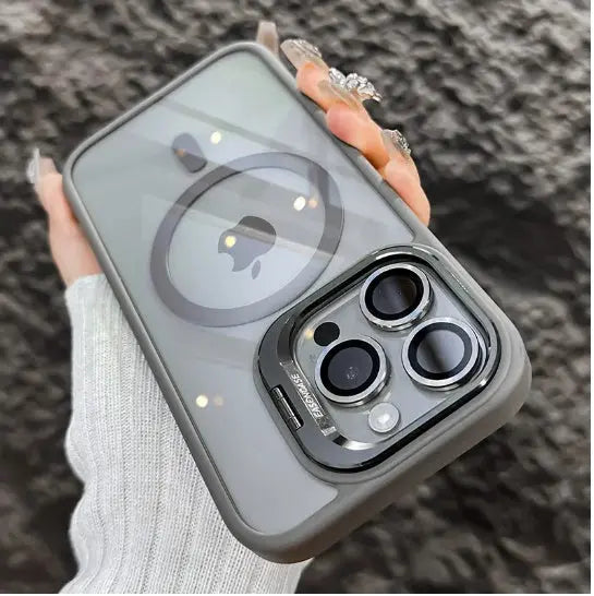 Invisible Bracket Transparent Phone Case With CD Pattern Lens Protector - SMSB 66