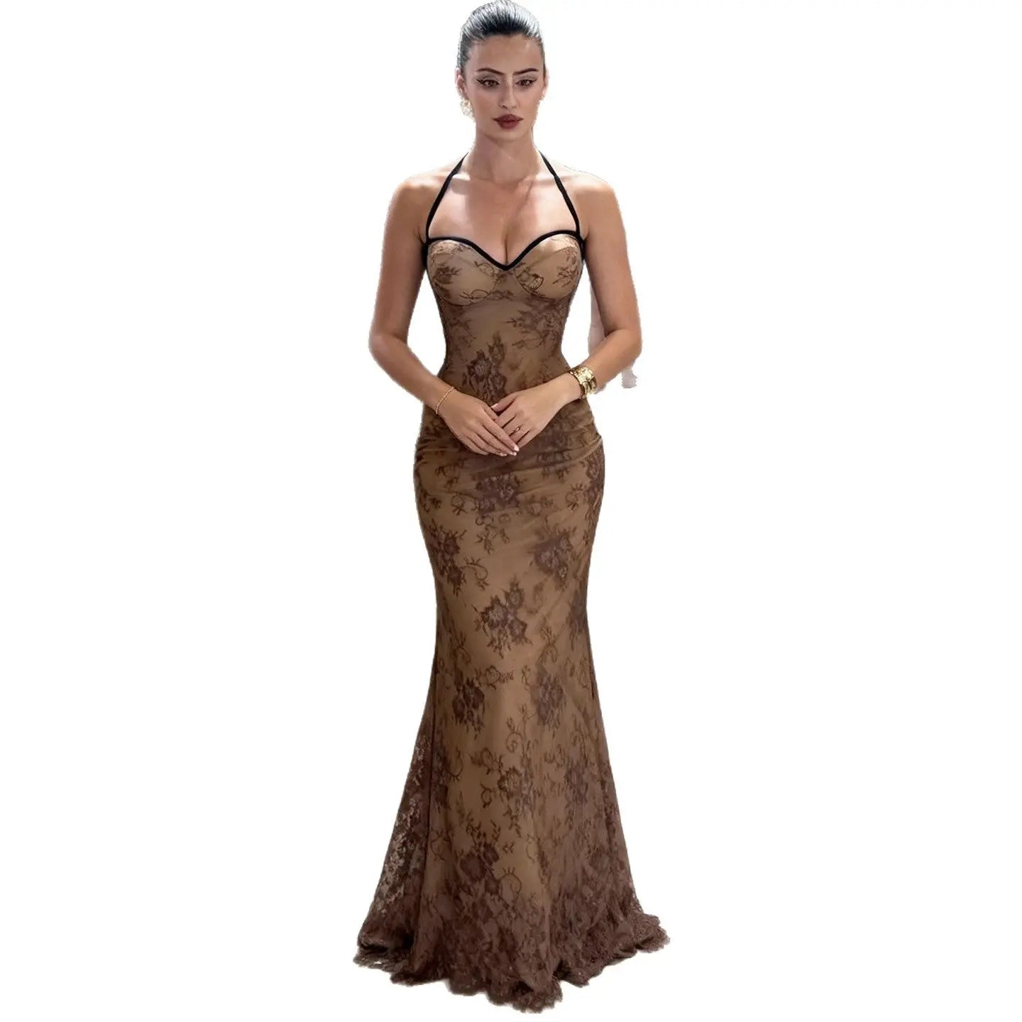 Lace dress crochet spicy girl sexy hanging neck long skirt eprolo