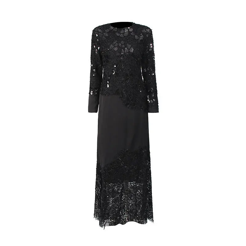 Lace sequin women's long sleeved long skirt eprolo