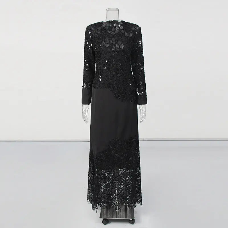 Lace sequin women's long sleeved long skirt eprolo