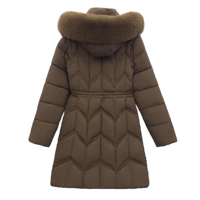 Large Fur Collar Coat Mid-length Thickened Cotton Jacket - SMSB 66