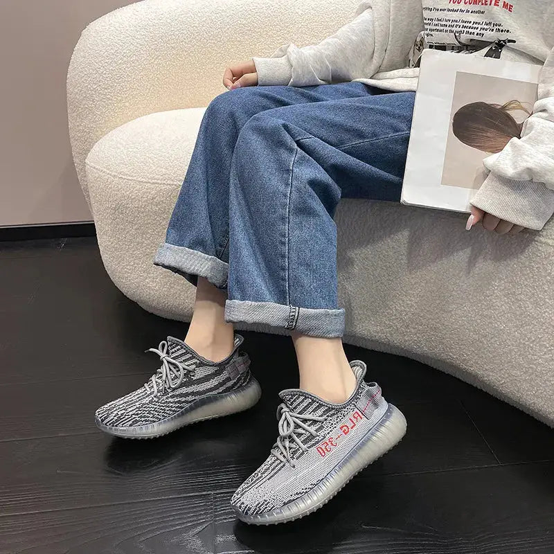 Letter Lace-Up Platform Athletic Shoes - SMSB 66