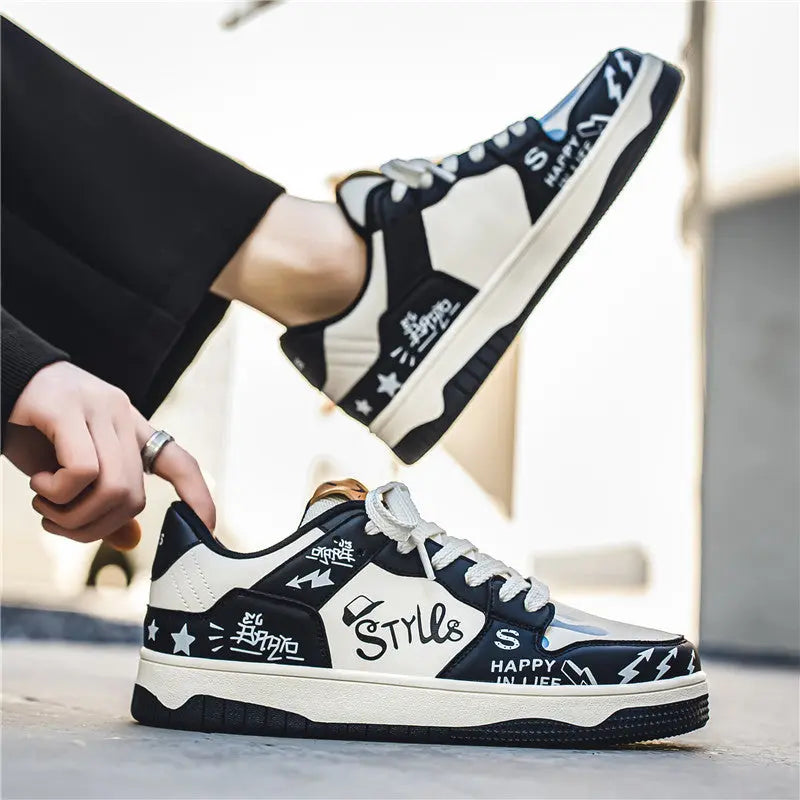 Low cut lace up men's shoes Korean version fashionable color blocked student shoes outdoor niche casual board shoes - SMSB 66