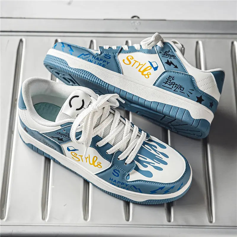 Low cut lace up men's shoes Korean version fashionable color blocked student shoes outdoor niche casual board shoes - SMSB 66