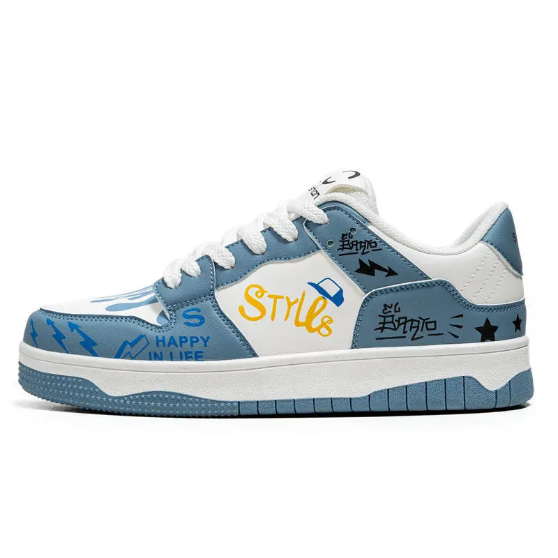 Low cut lace up men's shoes Korean version fashionable color blocked student shoes outdoor niche casual board shoes - SMSB 66